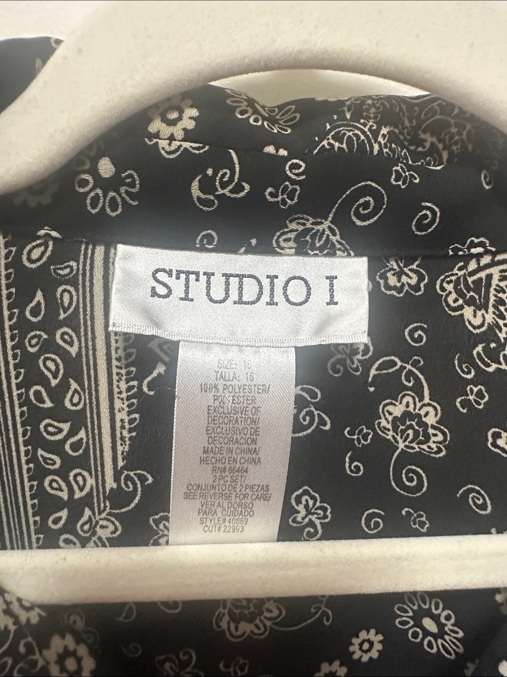 Studio 17 Black and White Paisley-Print Button Blouse - Picture 3 of 5